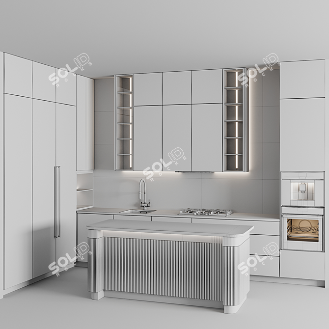 Customizable Modern Kitchen Unit 3D model image 7