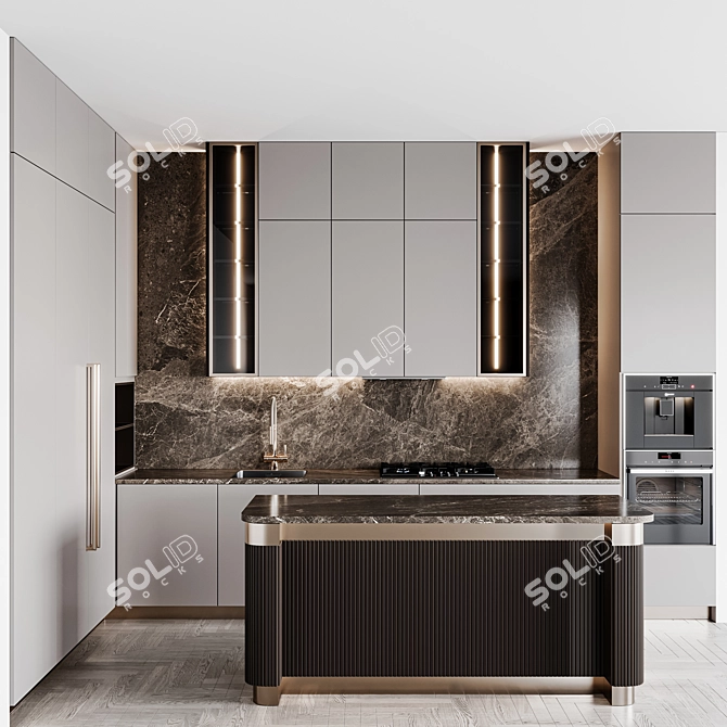 Customizable Modern Kitchen Unit 3D model image 8