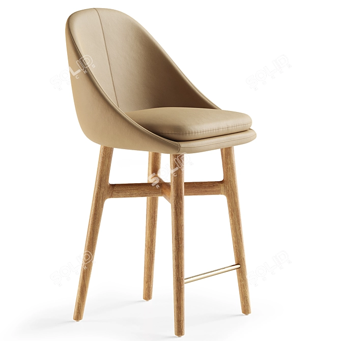 Sleek Modern Breakfast Bar Stool 3D model image 1