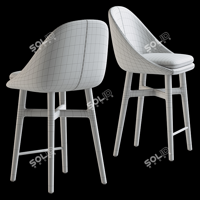 Sleek Modern Breakfast Bar Stool 3D model image 3