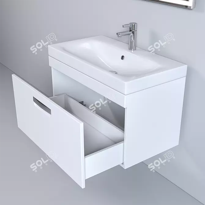 Modern White Bathroom Vanity Set 3D model image 6