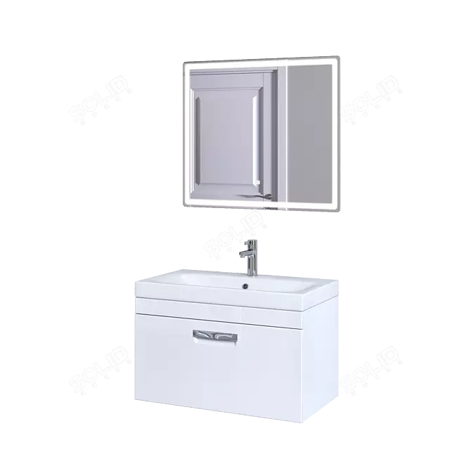 Modern White Bathroom Vanity Set 3D model image 9