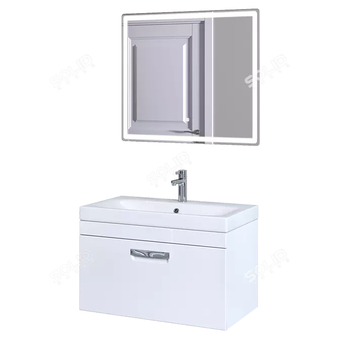 Modern White Bathroom Vanity Set 3D model image 10