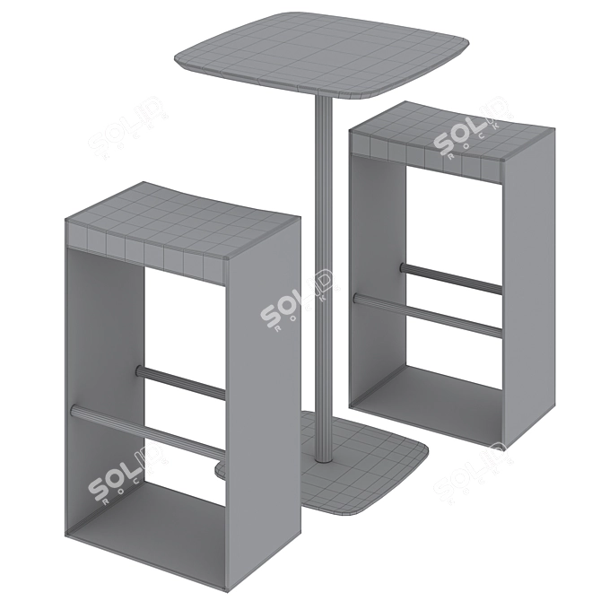 Sleek Iron Frame Bar Set 3D model image 5