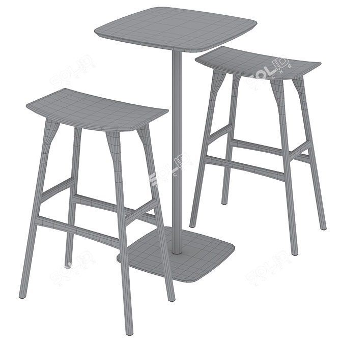 Rustic Bar Set: Parsons Table & Osso Stool 3D model image 5