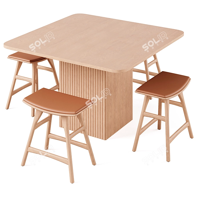 Hill Dining Table & Osso Stool 3D model image 5