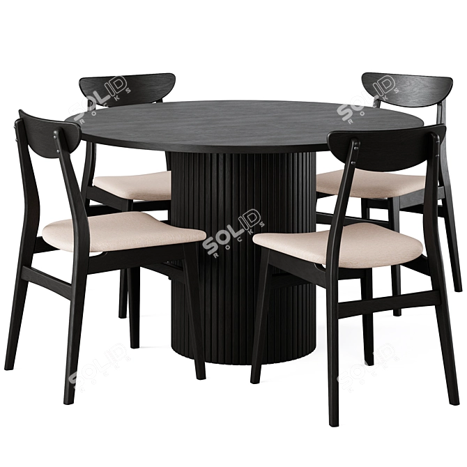 Elegant Hill Dining Table and Rodham Chair 3D model image 1