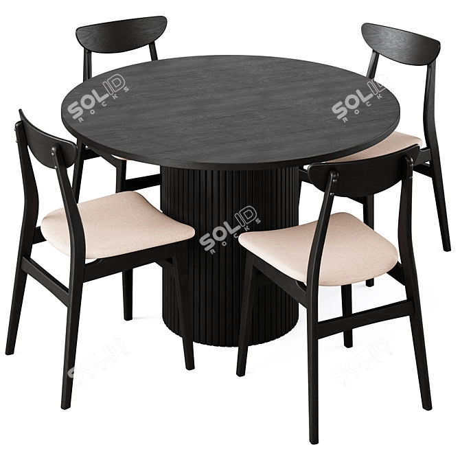 Elegant Hill Dining Table and Rodham Chair 3D model image 4