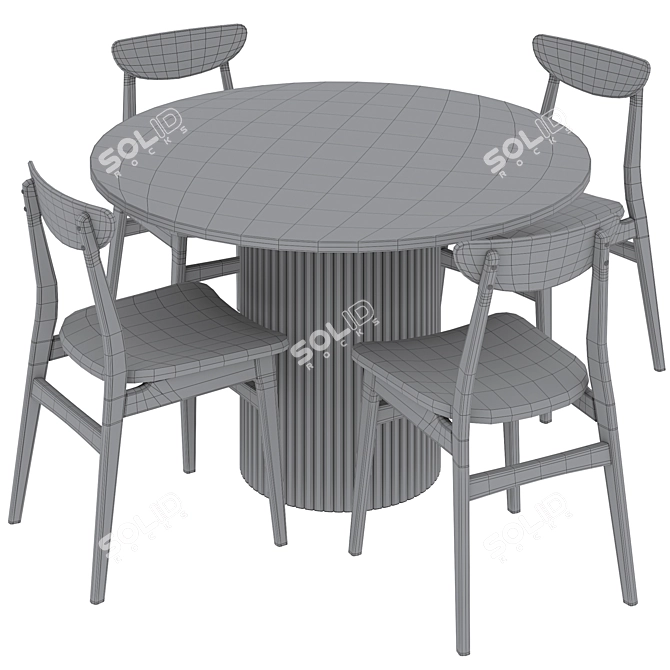 Elegant Hill Dining Table and Rodham Chair 3D model image 5
