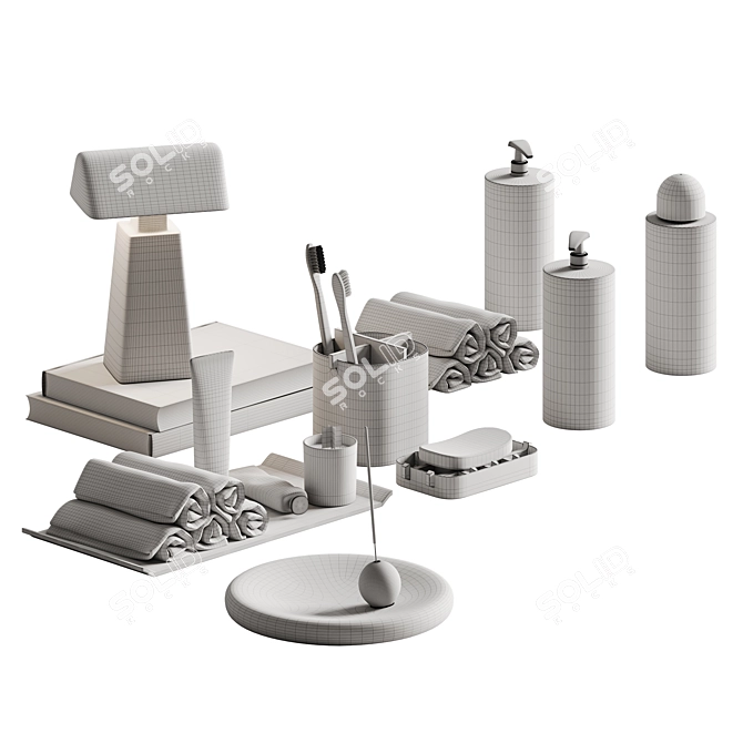 Bathroom Decor Set, Customizable, Grouped Objects 3D model image 3