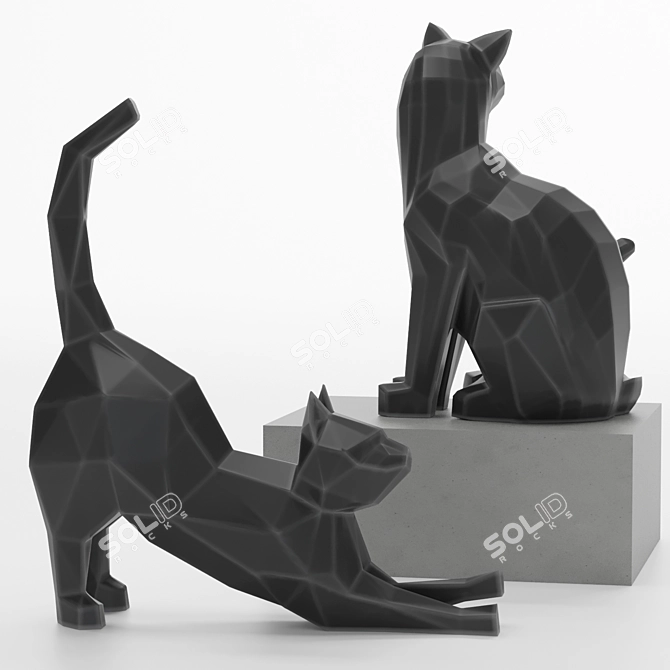 3D Geometric Cat Sculpture for High Resolution Renders 3D model image 6