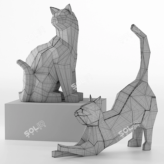 3D Geometric Cat Sculpture for High Resolution Renders 3D model image 7