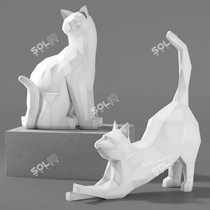 3D Geometric Cat Sculpture for High Resolution Renders 3D model image 8