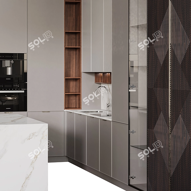 Garda Decor Corner Kitchen with Island 3D model image 2