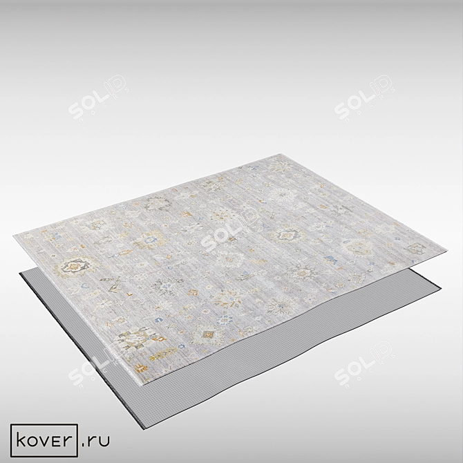 Elegant Oushak Classic Grey Rug 3D model image 2