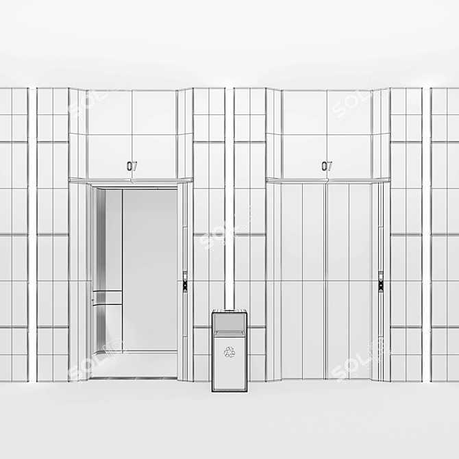 Modern Elevator Lobby Design Kit 3D model image 3