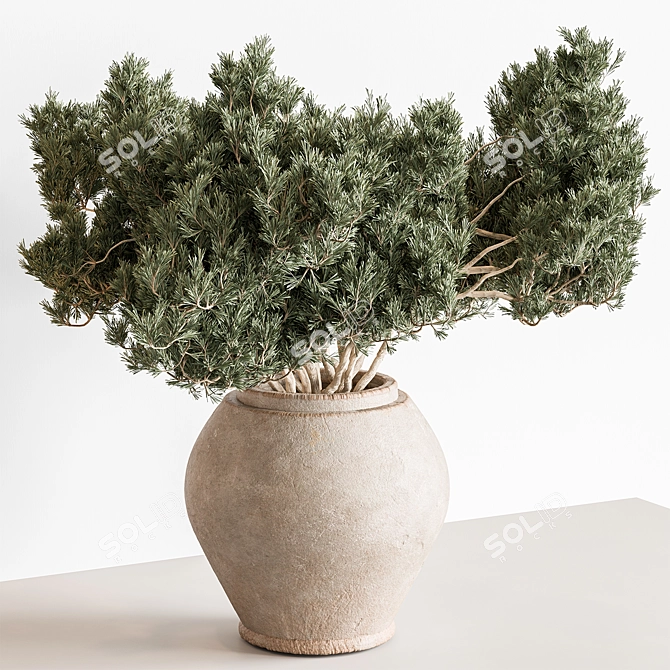 Verdant Green Branch Bouquet 3D model image 1