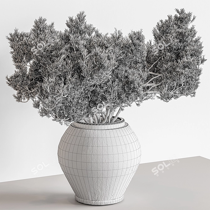 Verdant Green Branch Bouquet 3D model image 3