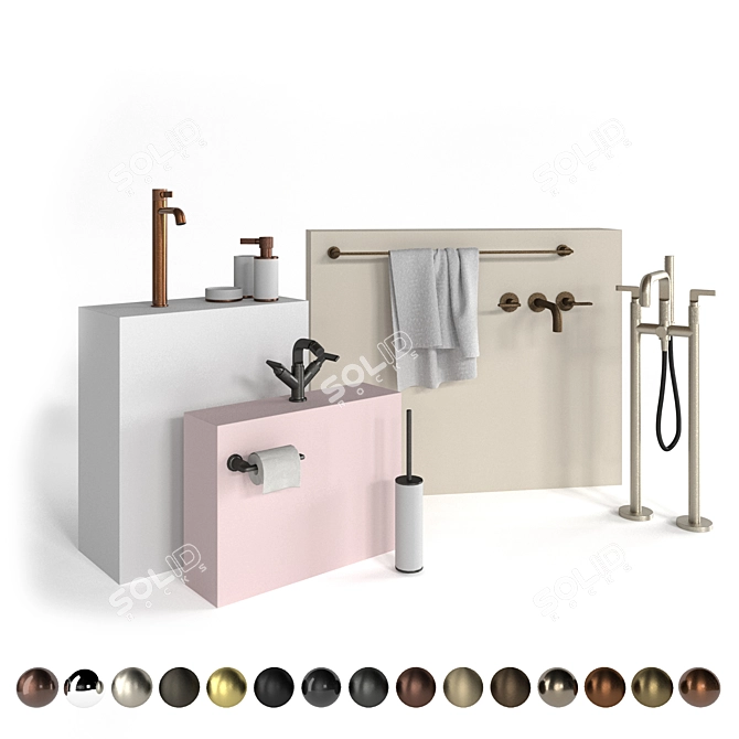 Luxury Gessi Inciso Bathroom Set 3D model image 1