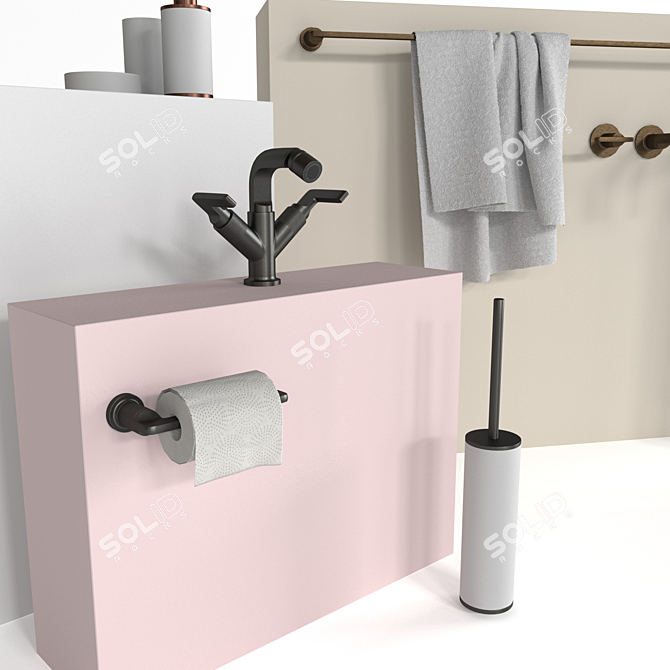 Luxury Gessi Inciso Bathroom Set 3D model image 2