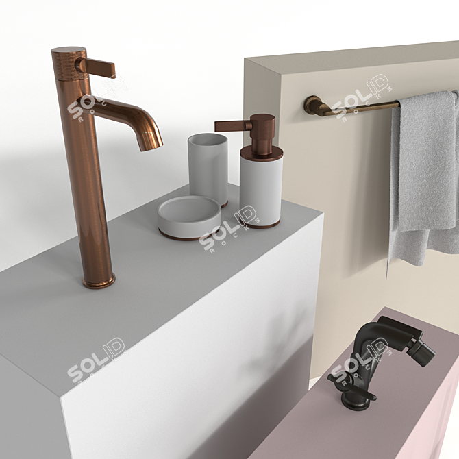 Luxury Gessi Inciso Bathroom Set 3D model image 3