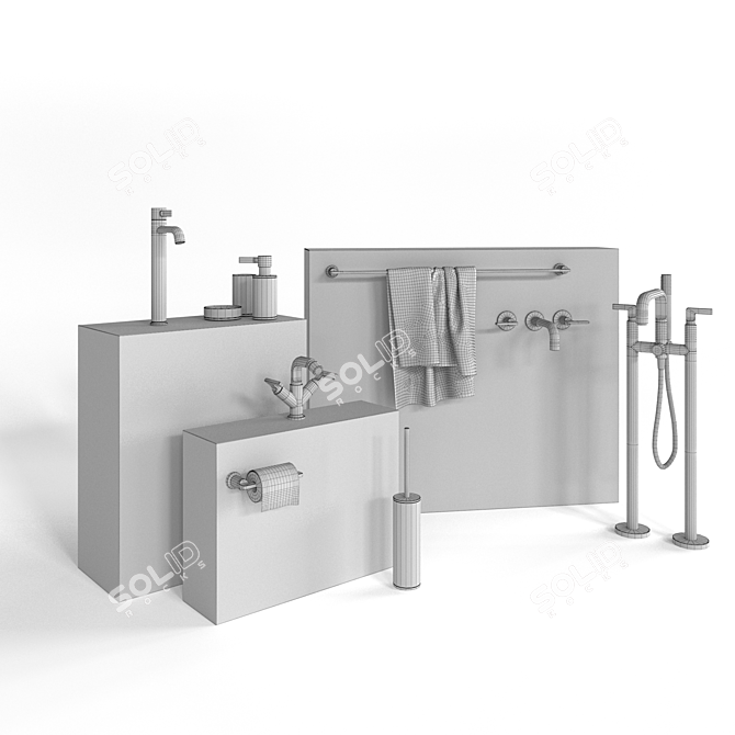 Luxury Gessi Inciso Bathroom Set 3D model image 5