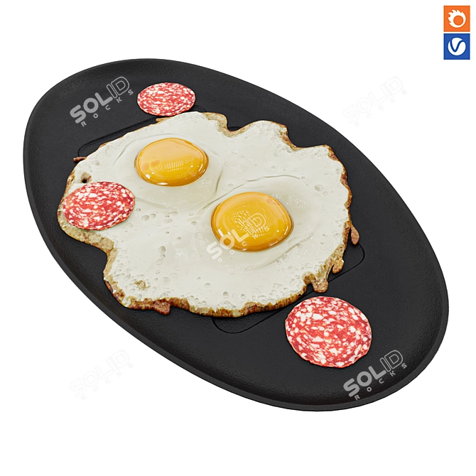 Versatile Textured Egg Plate Set 3D model image 1