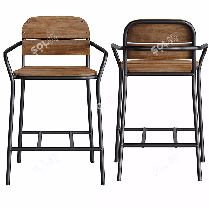 Modern Rustic Algueret Stool Elegance 3D model image 6