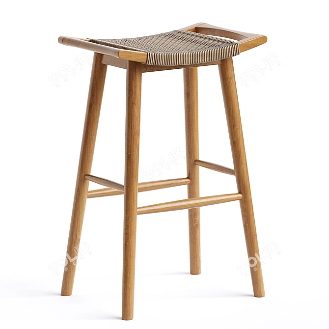 Atoka Acacia Wood Patio Bar Stool 3D model image 2