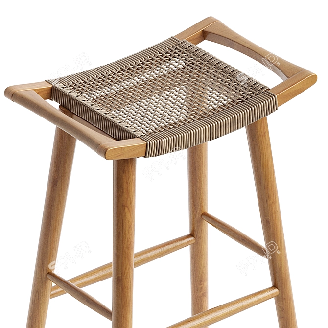 Atoka Acacia Wood Patio Bar Stool 3D model image 3