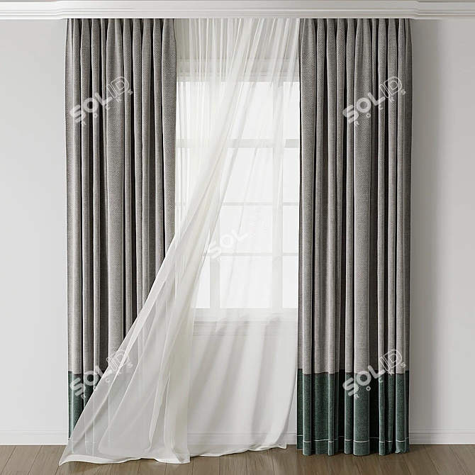 Modern Velvet Curtain 50 3D model image 1