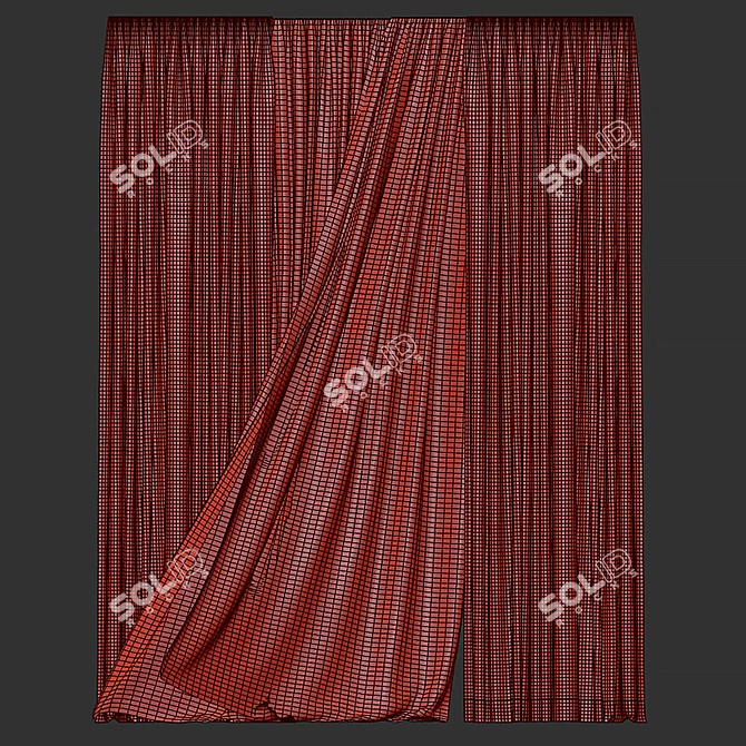 Modern Velvet Curtain 50 3D model image 2