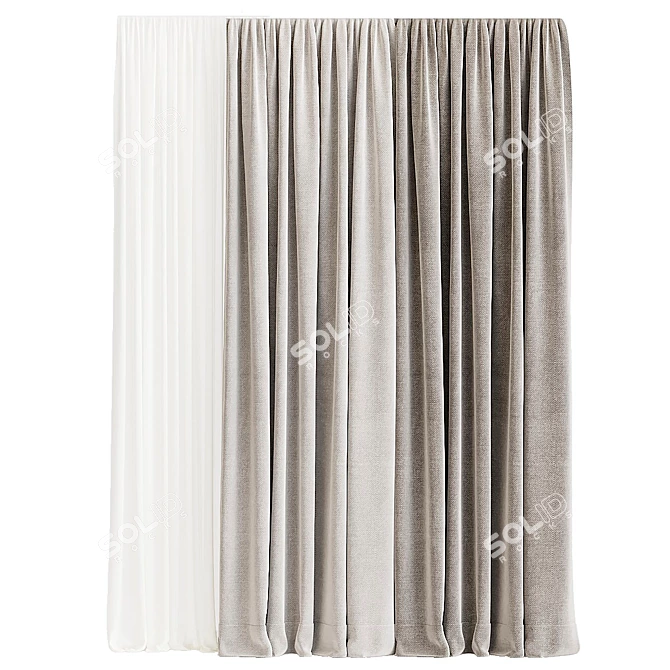 Elegant Floral Curtain Panel 3D model image 1