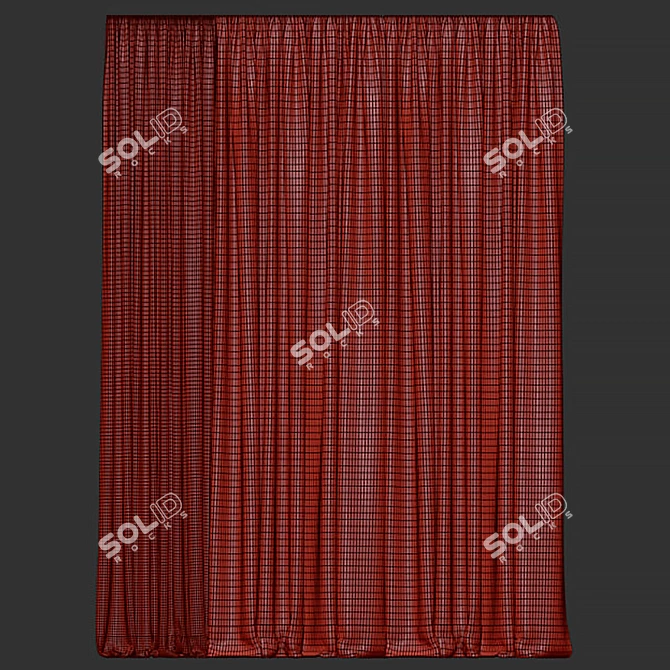 Elegant Floral Curtain Panel 3D model image 3