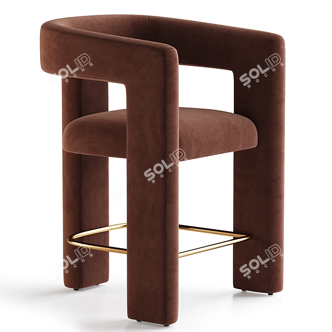 Effie Velvet Counter Stool: Luxe Performance Comfort 3D model image 1