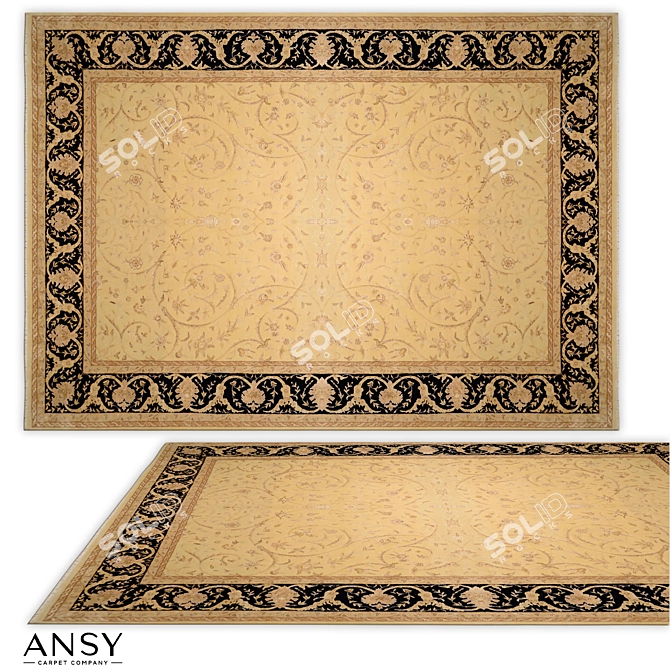 Luxury Handmade Wool Silk Rug 3D model image 1