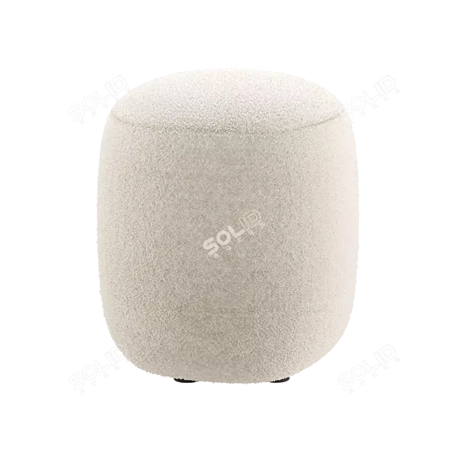 Fluffy Sweet Pouf Beige White 3D model image 2