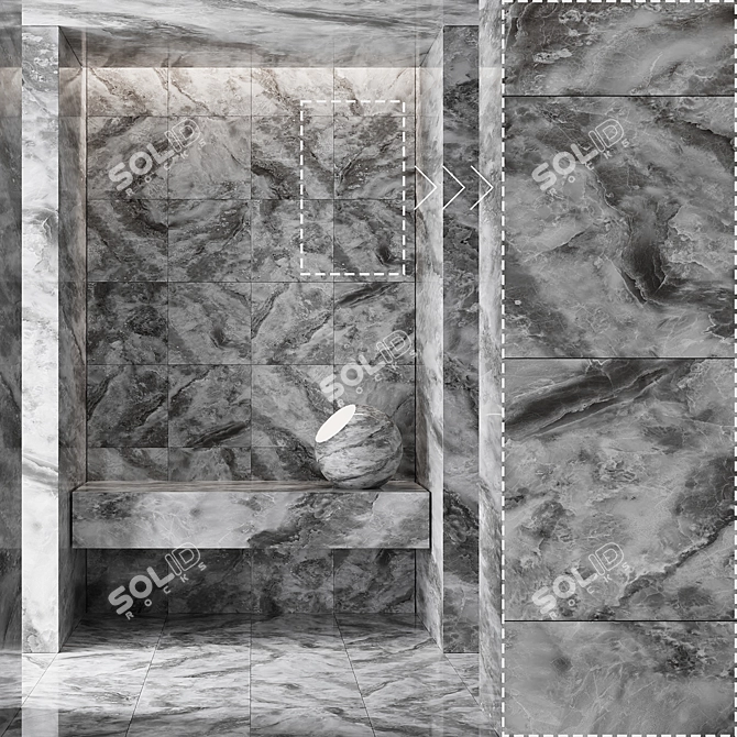 Marble Stone Panel Textures Set 3D model image 4