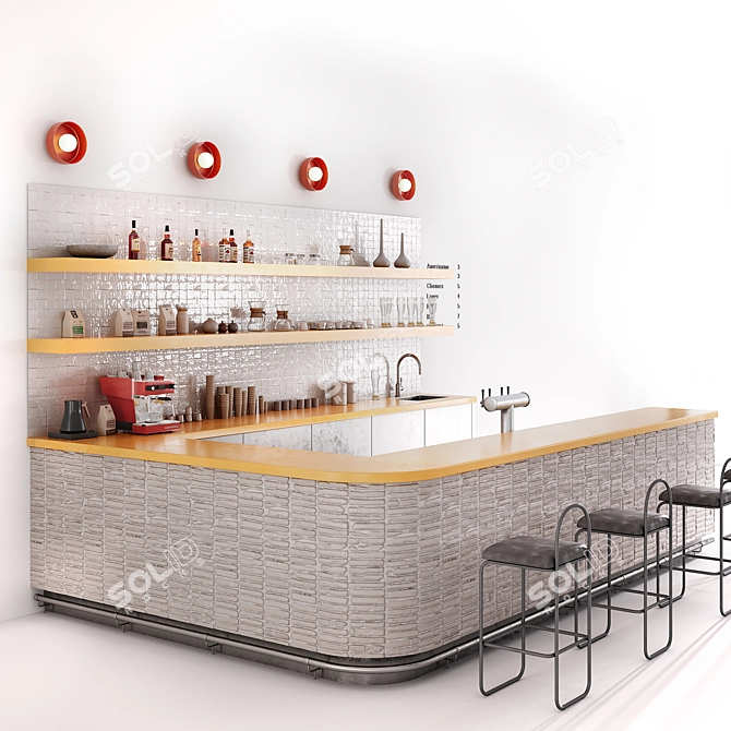 Elegant Mini Bar Setting 3D model image 3