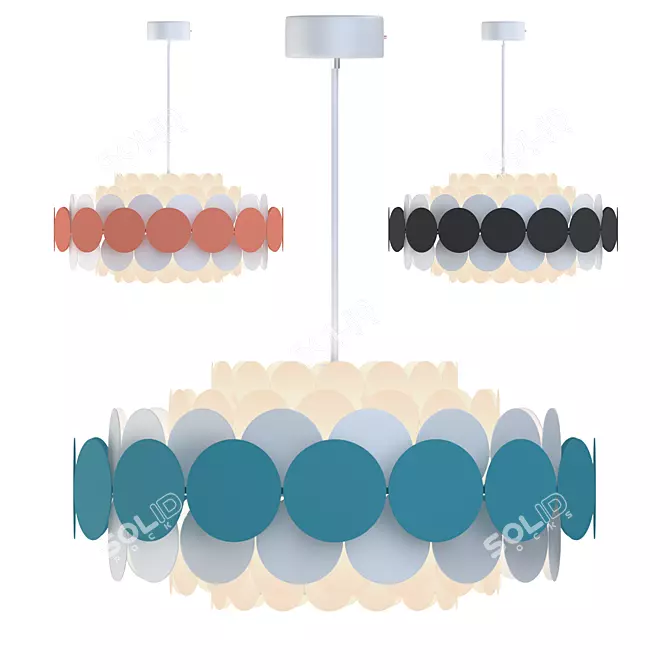 Modern Multicolor Chandelier Set 3D model image 1