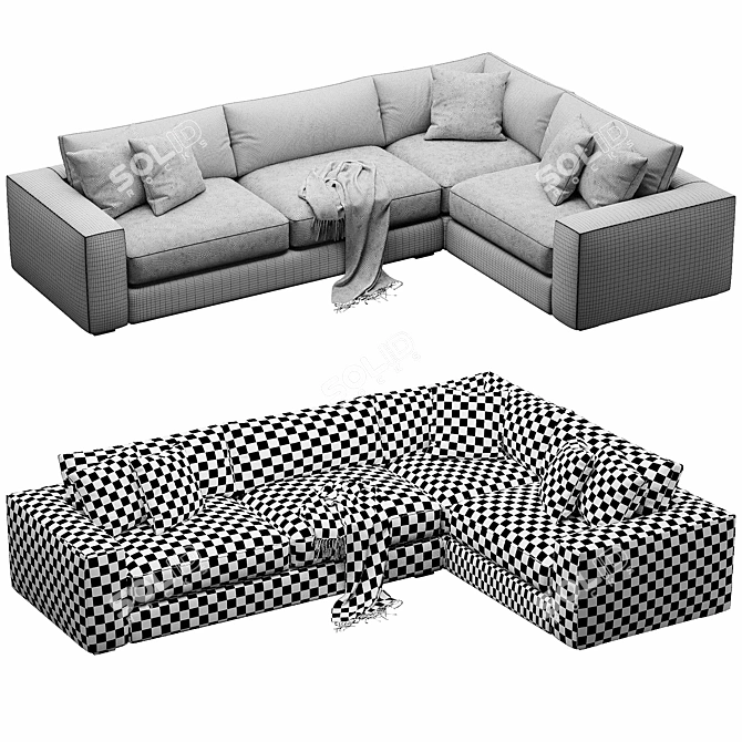 Stylish Oceanside Sofa Sectional 3D model image 5