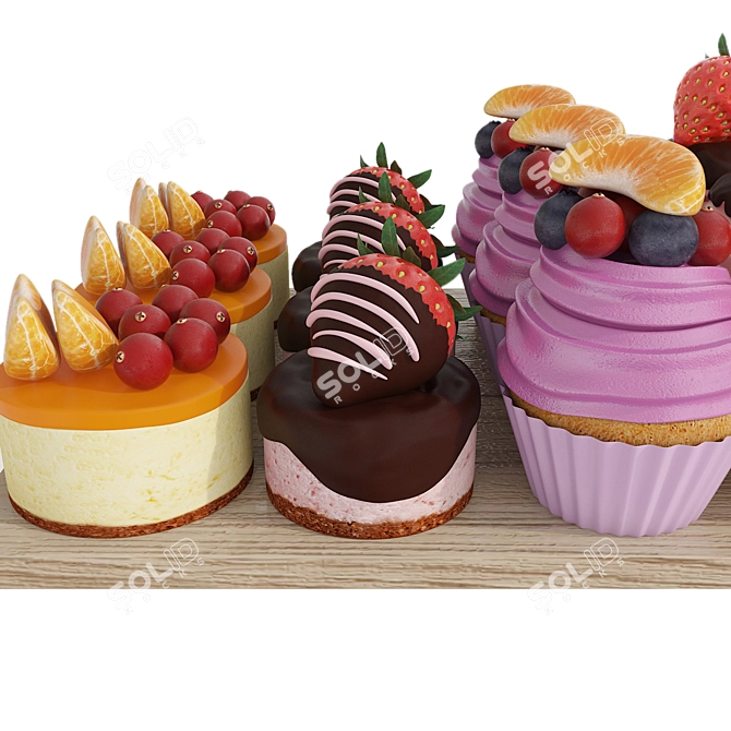 Delicious Fruit Berry Mini Treats 3D model image 4