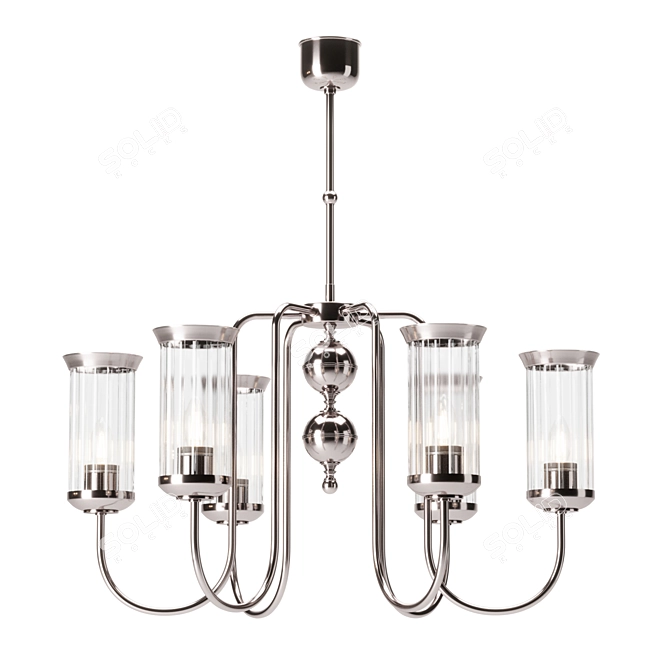 Olzano Chandelier 6-Light, Brushed Nickel 3D model image 1