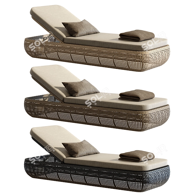 Gemini Wicker Chaise 3D Model 3D model image 2