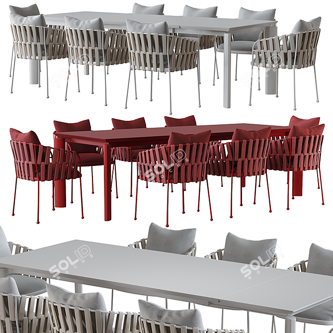 Modern Extendable Dining Set with Chairs 3D model image 1