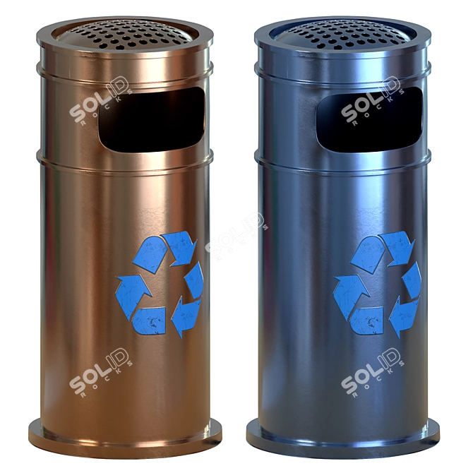  Urban Street Trash Receptacle 3D model image 2