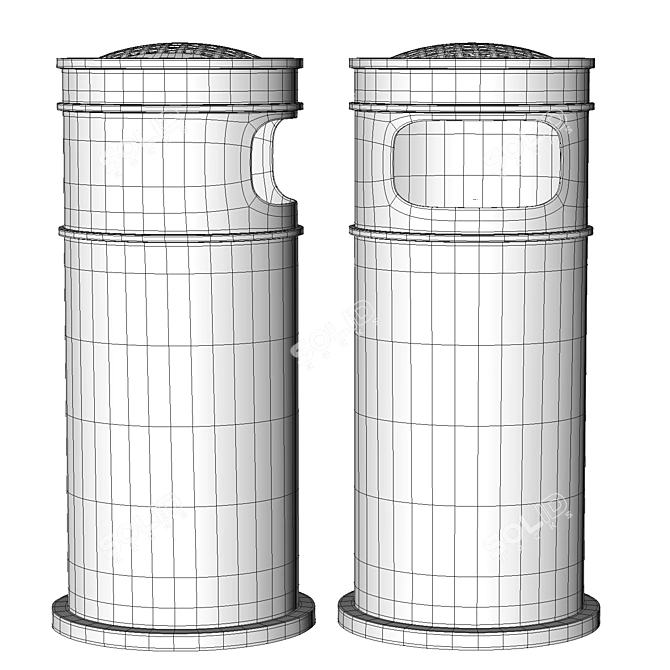  Urban Street Trash Receptacle 3D model image 3