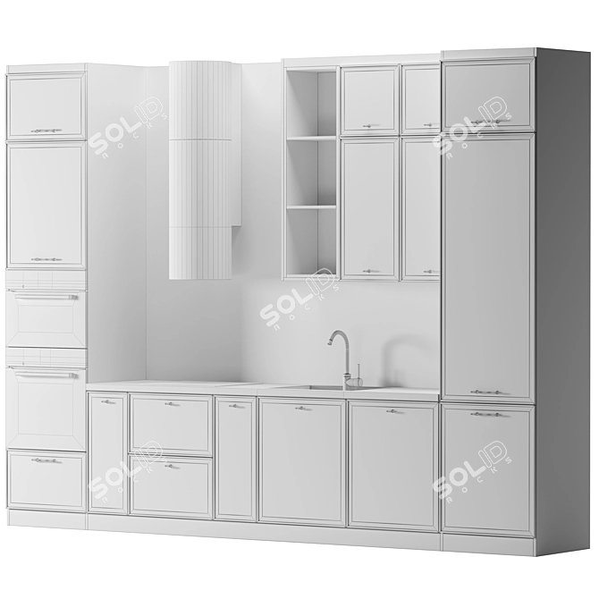 Integrated Kitchen Set with Appliances 3D model image 7