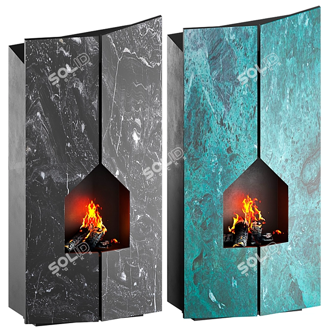 Eteria Modern Fireplace Design 3D model image 4