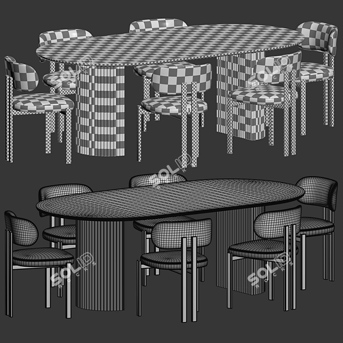 Elegant Oval Dining Set 3D model image 1